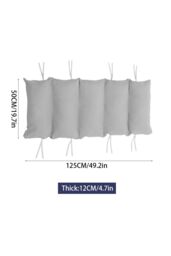Living and Home 5-Zone Pseudo-Suede Fabric Seat Cushion with Double-Sided Straps, Non-Slip Back & Detachable Machine-Washable Cover in Grey - thumbnail 9