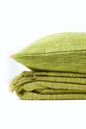 Homescapes Nirvana Cotton Cushion Cover in Green - Size: 60 cm x 60 cm - thumbnail 5