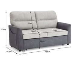 Home Detail Dennis Fabric Pull Out Sofa Bed Duo Contrast Fabric & Side Pocket Storage in Grey - thumbnail 5