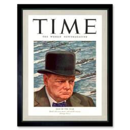 "Artery8 Magazine War 1941 Winston Churchill 'Man Of The Year' Time Framed Art in Blue - Size: W12"" x H16""" - thumbnail 1