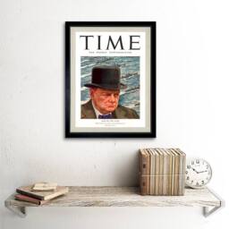 "Artery8 Magazine War 1941 Winston Churchill 'Man Of The Year' Time Framed Art in Blue - Size: W12"" x H16""" - thumbnail 2