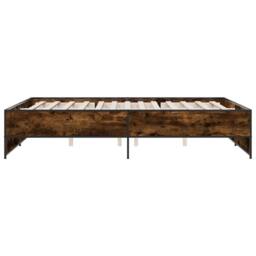 Berkfield Home Bed Frame without Mattress Smoked Oak 140x200 cm in Brown - thumbnail 5