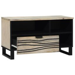 Berkfield Home Media Storage Cabinets & Racks with Drawer with Shelf with Storage White & Black - thumbnail 2