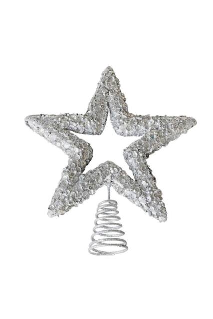KDMD Silver Glitter Star Tree Topper 2 Pack - image 1