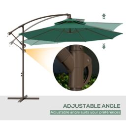 OUTSUNNY 2.7m Cantilever Banana Parasol Outdoor Sun Shade w/ Crank in Green - thumbnail 6