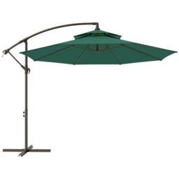 OUTSUNNY 2.7m Cantilever Banana Parasol Outdoor Sun Shade w/ Crank in Green - thumbnail 2