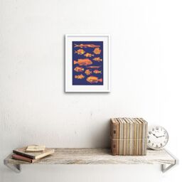 "Artery8 Wall Art Print Vivid School Of Fish Artwork Framed 9X7 Inch in White - Size: W7"" x H9""" - thumbnail 2