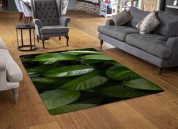 Benjamin Tate Design Closeup Of Beautiful Glossy Green Leaves Designer Rug in Natural - Size: Large - thumbnail 2