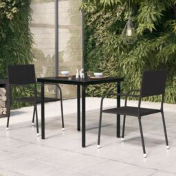 Berkfield Home Garden Dining Table Black 80x80x74 cm Steel & Glass - Size: 80 x 80 x 74 cm - thumbnail 1