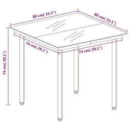 Berkfield Home Garden Dining Table Black 80x80x74 cm Steel & Glass - Size: 80 x 80 x 74 cm - thumbnail 5