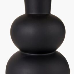 Ruma Abstract Ceramic White Table Lamp Base Cream Hessian Shade in Black - thumbnail 5