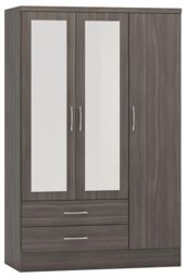 Seconique Nevada 3 Door 2 Drawer Mirrored Wardrobe in Black - thumbnail 1