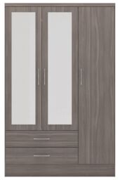 Seconique Nevada 3 Door 2 Drawer Mirrored Wardrobe in Black - thumbnail 2