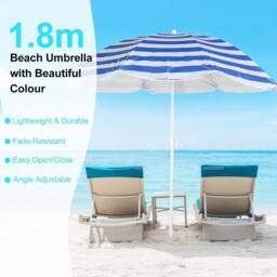 EONLION Beach Tilting Parasol Umbrella 1.7m Patio in Blue - Size: 120 - thumbnail 6