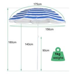 EONLION Beach Tilting Parasol Umbrella 1.7m Patio in Blue - Size: 120 - thumbnail 2