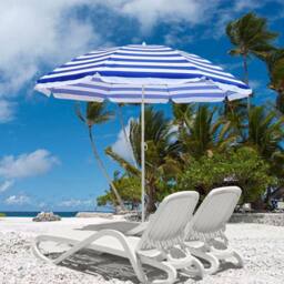EONLION Beach Tilting Parasol Umbrella 1.7m Patio in Blue - Size: 120