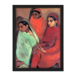 "Artery8 Wall Art Print Sher-Gil Group Of Three Girls Indian Painting Large Framed Wall Décor Art in Brown - Size: W18"" x H24""" - thumbnail 1