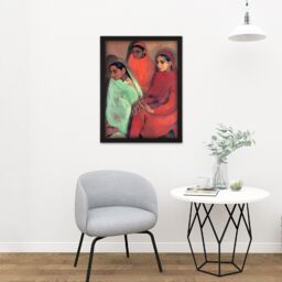 "Artery8 Wall Art Print Sher-Gil Group Of Three Girls Indian Painting Large Framed Wall Décor Art in Brown - Size: W18"" x H24""" - thumbnail 2