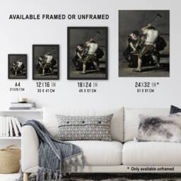 "Artery8 Forge Labour Men Anvil Francisco Goya Wall Art Poster Print in Grey - Size: W18"" x H24""" - thumbnail 3