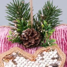 Shatchi Pink Burgundy Heart 16.5cm - Christmas Tree Hanging Decorations Ornaments Fairy Tale Themed, 3pcs - thumbnail 6