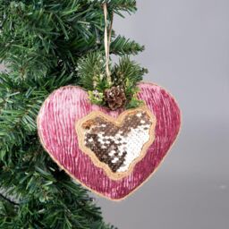 Shatchi Pink Burgundy Heart 16.5cm - Christmas Tree Hanging Decorations Ornaments Fairy Tale Themed, 3pcs - thumbnail 5