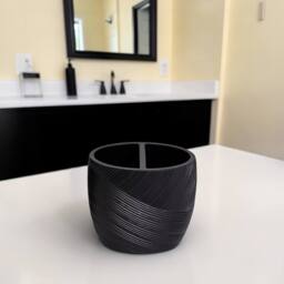 Showerdrape Ripple Textured 3 Piece Bathroom Accessory Set in Black - thumbnail 3
