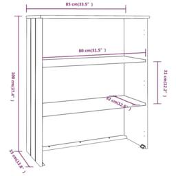 Berkfield Home Top for Highboard HAMAR Light Grey 85x35x100cm Solid Wood Pine - Size: 85 x 35 x 100 cm - thumbnail 7