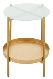 Orsina Two Tier Glass & Iron Side Table, Gold Finish Metal Frame With Clear Glass Top, Modern Side Table - thumbnail 2