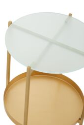 Orsina Two Tier Glass & Iron Side Table, Gold Finish Metal Frame With Clear Glass Top, Modern Side Table - thumbnail 4