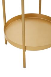 Orsina Two Tier Glass & Iron Side Table, Gold Finish Metal Frame With Clear Glass Top, Modern Side Table - thumbnail 5