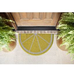 Nicoman Spaghetti Loofah Halfmoon Door Mat 70 x 44cm - Lemon in Yellow - Size: 44 cm x 70 cm - thumbnail 2