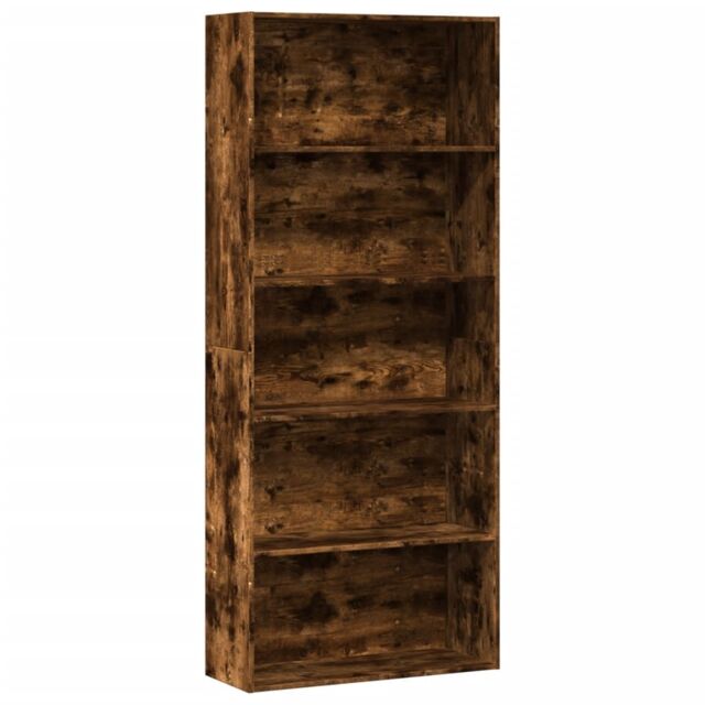 Berkfield Home Book Cabinet Smoked Oak 80x30x189 cm Engineered Wood in Brown - Size: 80 x 30 x 189 cm - image 1