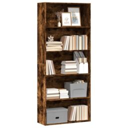 Berkfield Home Book Cabinet Smoked Oak 80x30x189 cm Engineered Wood in Brown - Size: 80 x 30 x 189 cm - thumbnail 3