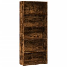 Berkfield Home Book Cabinet Smoked Oak 80x30x189 cm Engineered Wood in Brown - Size: 80 x 30 x 189 cm - thumbnail 1