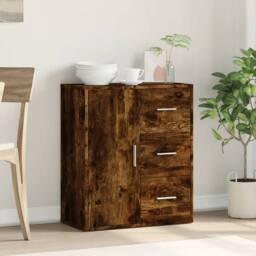 Berkfield Home Sideboard Smoked Oak 60x31x70 cm Engineered Wood in Brown - Size: 60 x 31 x 70 cm - thumbnail 1