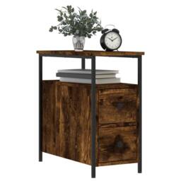 Berkfield Home Durable Bedside Cabinets 2 pcs Smoked Oak 30x60x60 cm Engineered Wood in Brown - Size: 30 x 60 x 60 cm - thumbnail 1