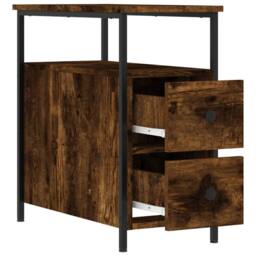 Berkfield Home Durable Bedside Cabinets 2 pcs Smoked Oak 30x60x60 cm Engineered Wood in Brown - Size: 30 x 60 x 60 cm - thumbnail 7