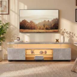 Matteo Modern LED TV Stand - Grey & Black - Entertainment Media Console