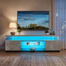 Matteo Modern LED TV Stand - Grey & Black - Entertainment Media Console - thumbnail 6