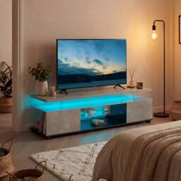Matteo Modern LED TV Stand - Grey & Black - Entertainment Media Console - thumbnail 4