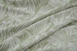 Luxury Living Chenille Jacquard Lined Pencil Pleat Curtains in Green - Size: 117 cm width x 137 cm drop - thumbnail 5
