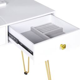 Wyld and Coco Luxe White and Gold Dressing Table LED Oval Mirror and Stool 2 Drawers - thumbnail 9