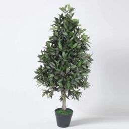 Tradala Trees Lush Artificial Pyramid Bay Tree with Real Wood Trunk in Dark Green - Size: 4ft - thumbnail 2