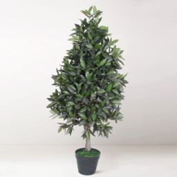 Tradala Trees Lush Artificial Pyramid Bay Tree with Real Wood Trunk in Dark Green - Size: 4ft - thumbnail 1