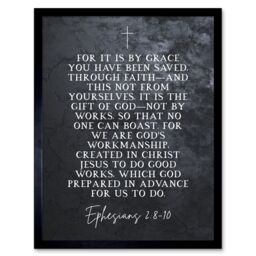 Artery8 Wall Art Print Ephesians 2:8-10 Saved Through Faith Gift Of God Created In Jesus Christian Bible Verse Quote Scripture Typography Art Framed - thumbnail 1