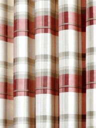 Fusion 'Balmoral Check' Country Checked Pattern Pair of Eyelet Curtains in Scarlet - Size: 117 cm width x 137 cm drop - thumbnail 5