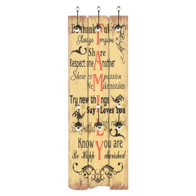 Berkfield Home Wall-mounted Coat Rack with 6 Hooks 120x40 cm FAMILY - image 1