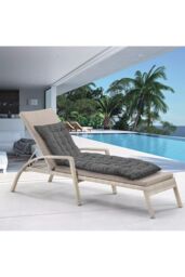Living and Home 125cm L x 48cm W Plaid Print Beach Chair Seat Cushion Button Tufted Lounge Cushion in Black - Size: 125 cm L x 48 cm W - thumbnail 2