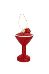VFM e-Store Red Glitter Cocktail Decoration Hand Painted Hanging Christmas - thumbnail 1