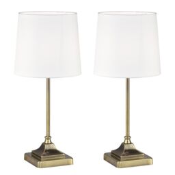 First Choice Lighting Set of 2 Aldersley - Antique Brass Lamps in Gold - thumbnail 1